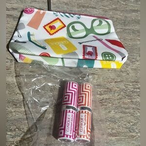 New 2-Clinique X Jonathan Adler punch pop and plum pop lipstick set